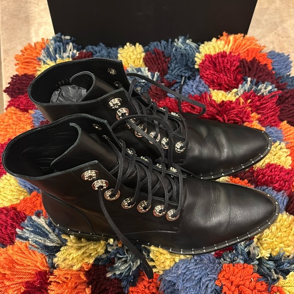 Frēda Salvador Leather Studded Accents Combat Boots - Picture 2 of 6